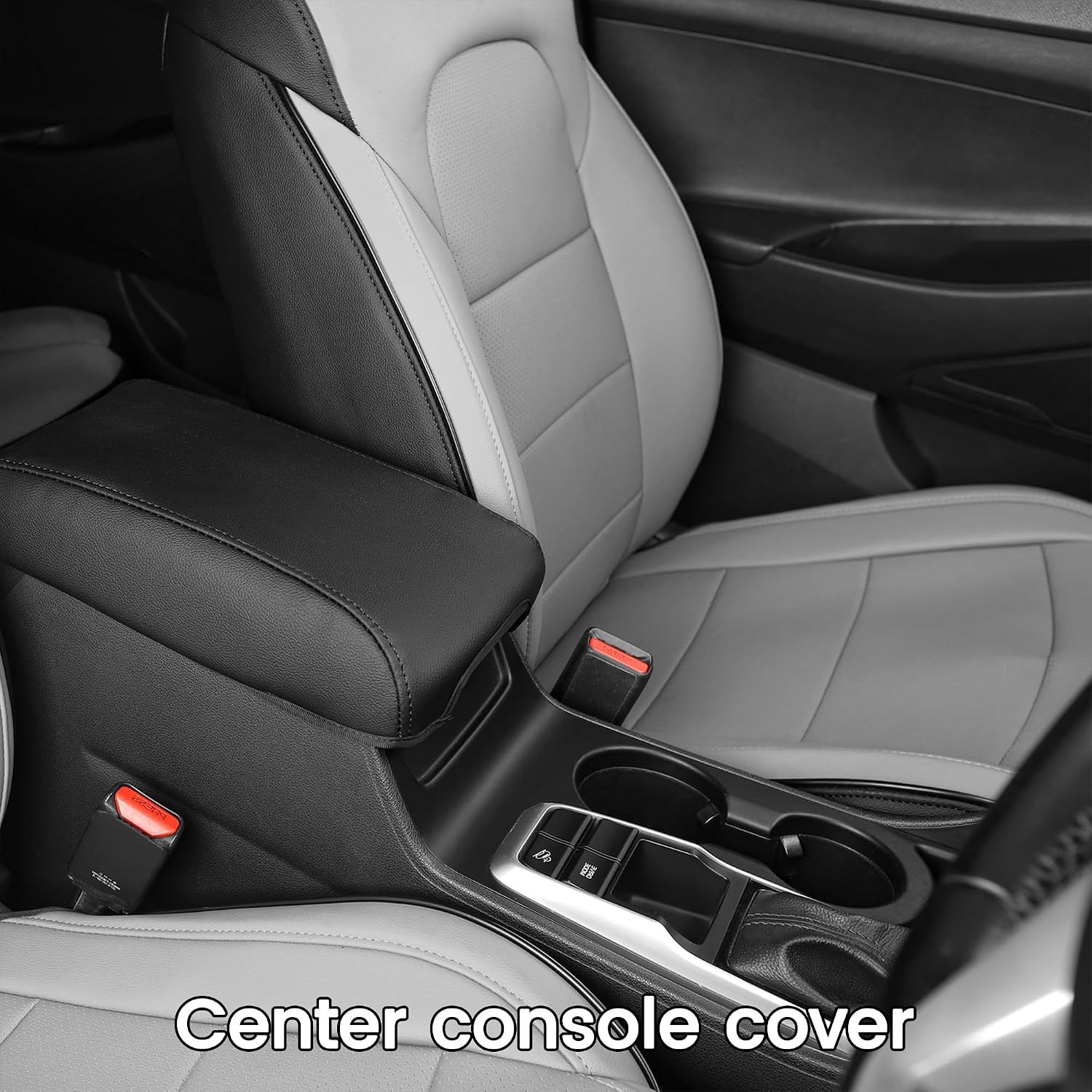 HKZ Custom Seat Covers for Hyundai Tucson SE,SEL,Limited,Value,Ultimate,Sport 2019 2020 2021,5-Seats Full Set,Leather Seat Protector(Black+Grey)