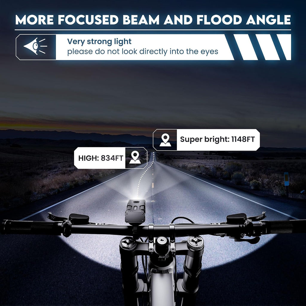 Bike Lights for Night Riding,Super Bright Continuous Output,360 Rotatable Quick Release Compatible with Garmin Bicycle Headlight, BCOIIUE USB Rechargeable Waterproof