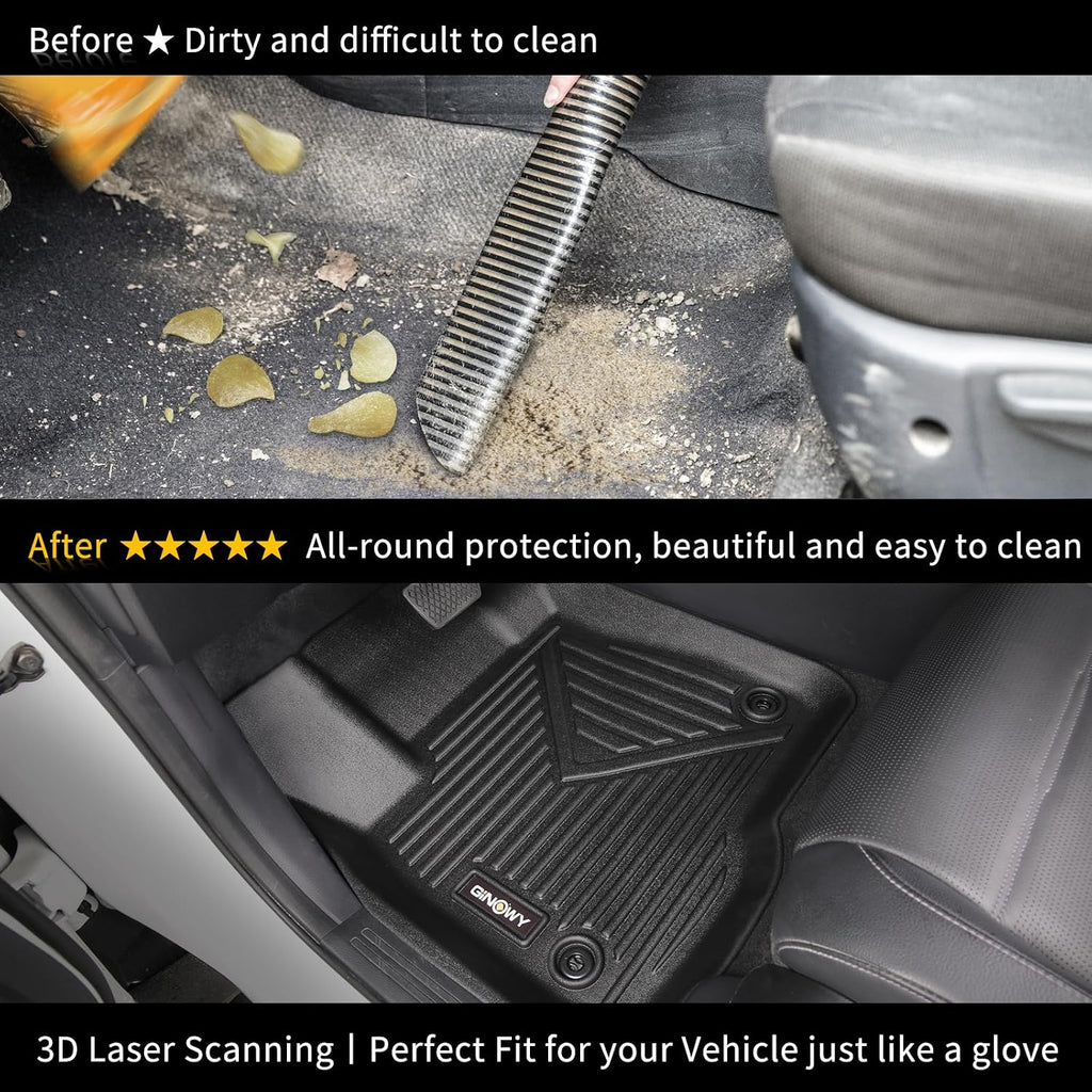 GINOWY- Floor Mats & Cargo Liner for Ford Escape 2013-2019丨TPE All Weather Car Floor Mats for Ford Escape | Custom Fit Rubber Liners Escape Accessories Trunk Mat Trunk Liner Cargo Mat