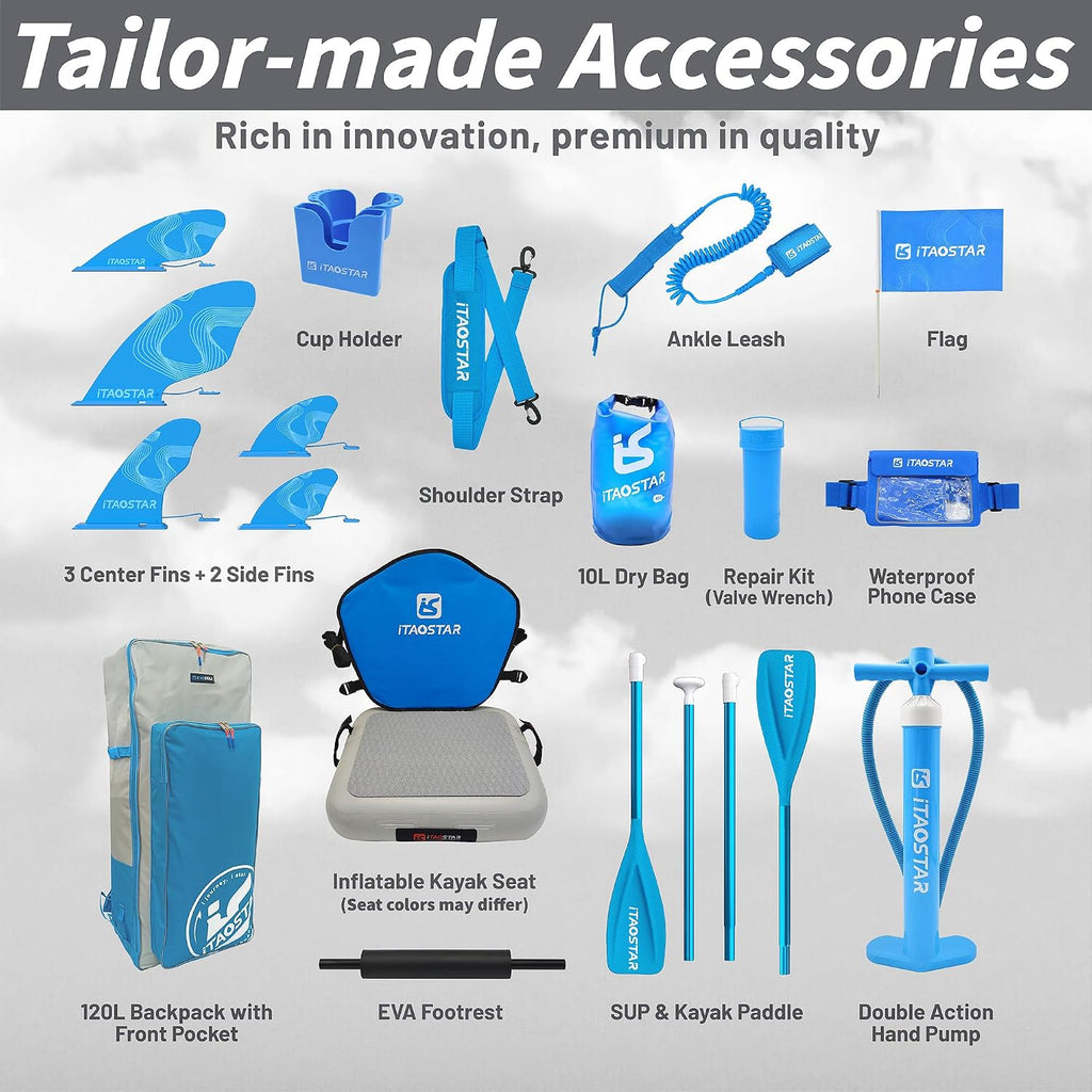 iTAOSTAR Journey 11'6' / 11'×34' / 11'×35' Extra Wide Paddle Board, One-Stop Premium SUP Board Accessories, Tailored Fins, Stable Inflatable Stand Up Paddle Boards for Youth/Adults of All Skill Levels
