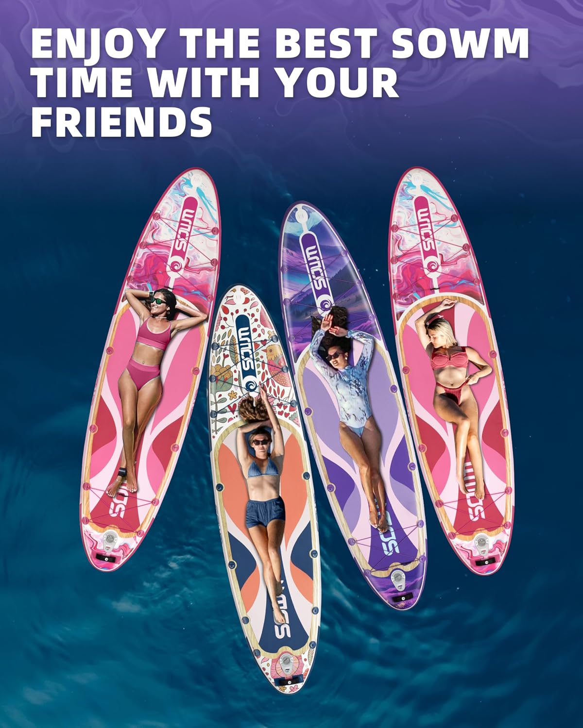 11'*33'/34' Inflatable Stand Up Paddle Board for Beginners,400/420lbs Capacity, Anti-Slip EVA Deck, Includes Adjustable Paddle, Pump, Backpack & SUP Accessories for Surfing, Fishing, Yoga & More