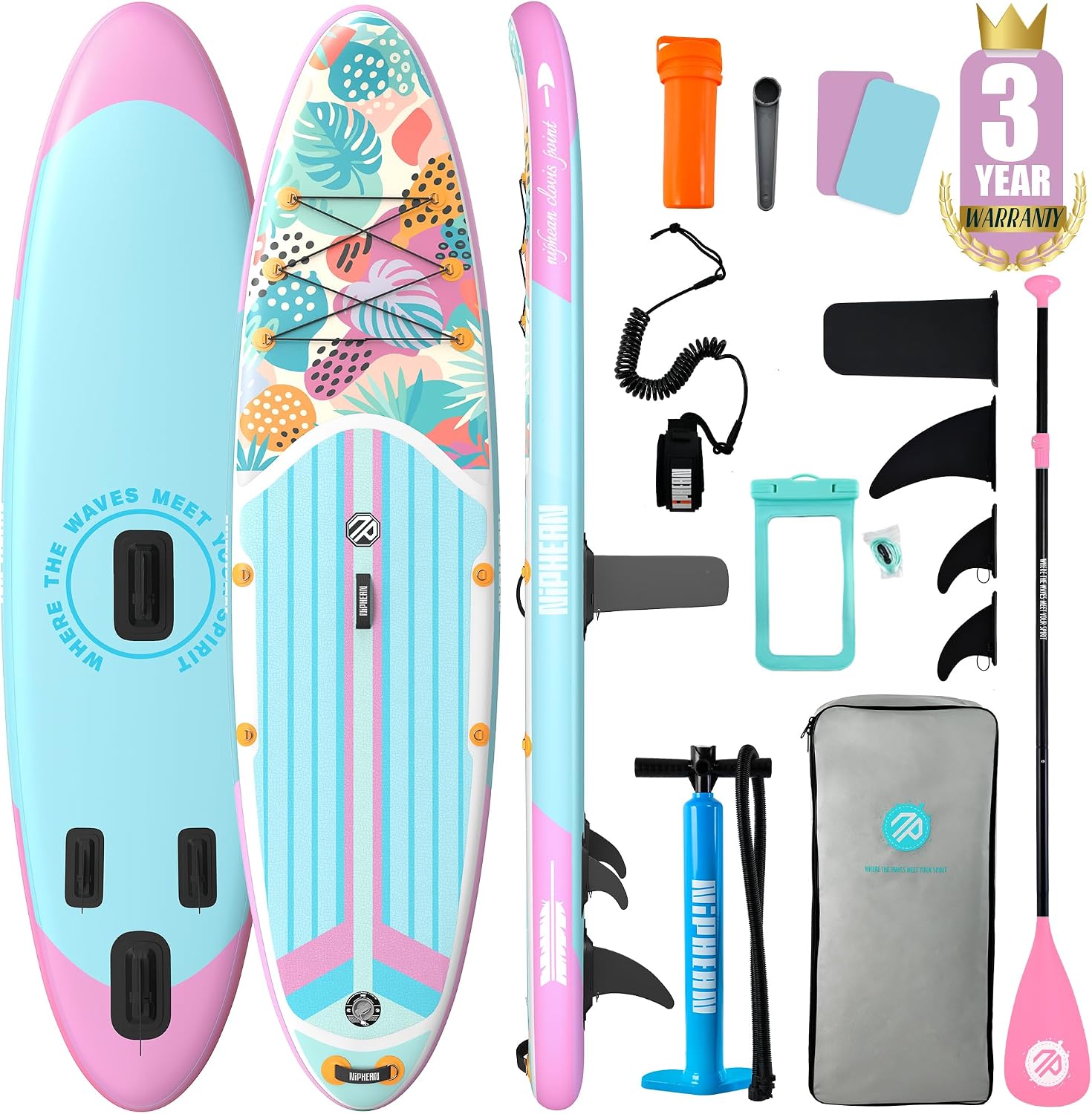 Niphean Inflatable Stand Up Paddle Board with SUP Accessories, Anti-Slip EVA Deck, 10'6'' Inflatable Paddle Boards for Adults & Youth of All Skill Levels