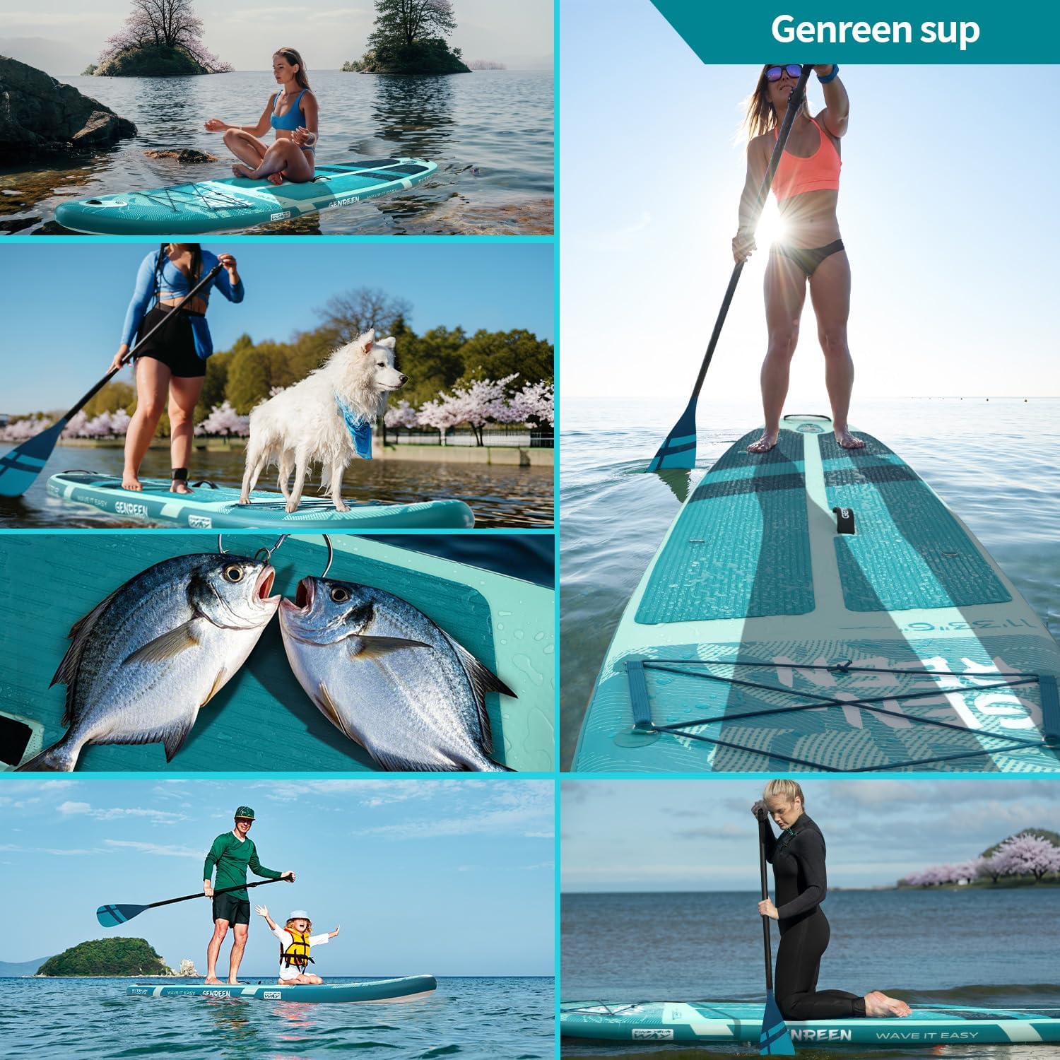 Paddle Board Stand up Paddle Board (Extra Large 11'*33/34') Newly Improved 2 Side Layers 450LBS Quality Inspection×5 (All-Season for JP customers) paddleboards Fishing Family Pet Friendly