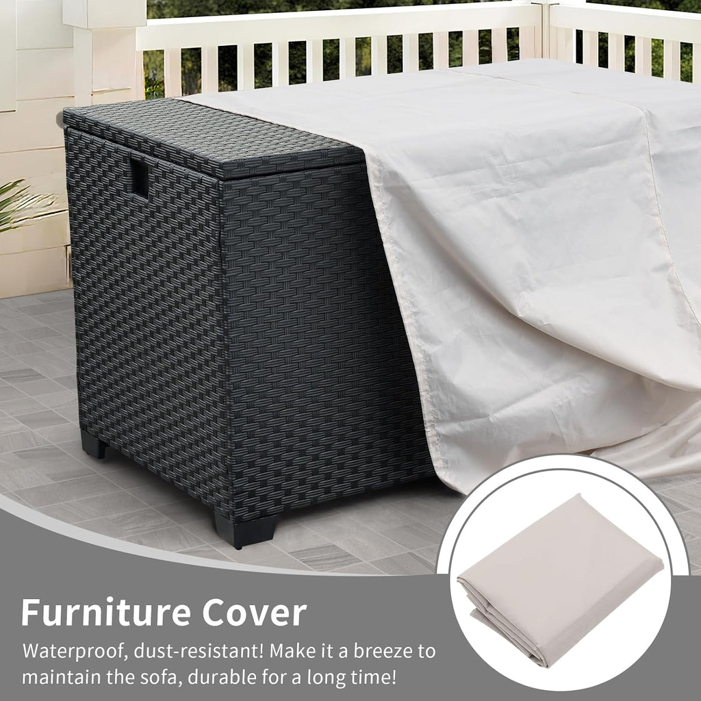 Rattan Star 180 Gallon Outdoor Storage Box Deck Storage Box Cushion Storage Bin Outdoor Large Patio Storage Bin with Waterproof Lining Bag, Black Wicker
