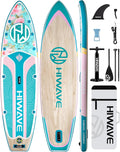 Hiwave Inflatable Paddle Board 11 '* 34 '* 6' Extra Wide Sup Board, 420lb Capacity Paddle Board for Adults, Suitable for Sea and Lakes, 2+1Family Board