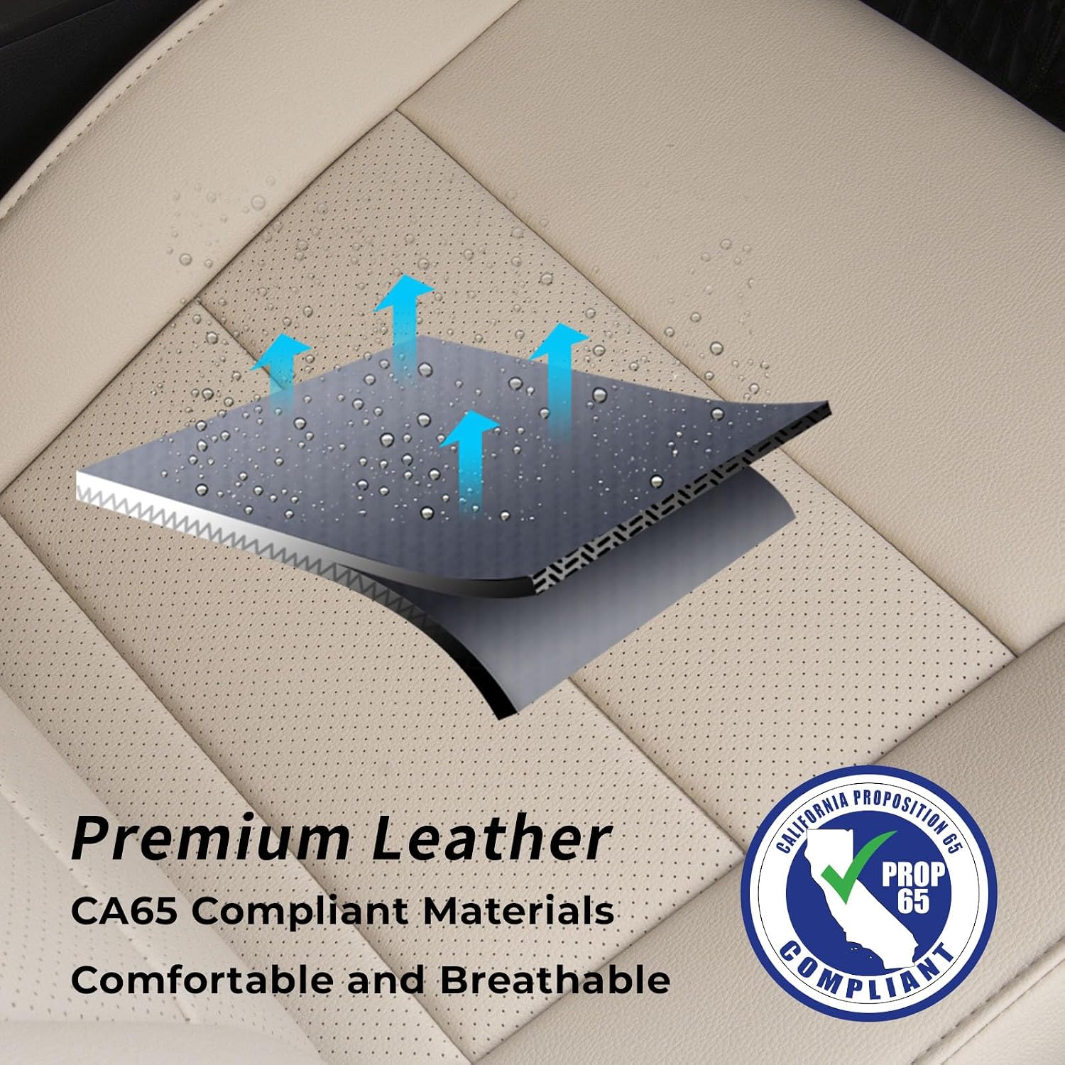 coverdream Tucson Car Seat Covers Custom Fit for 2022-2026 Hyundai Tucson Hybrid & PHEV(Not fit Gasoline) SUV,Waterproof Faxu Leather Seat Protector(Full Set,Beige)