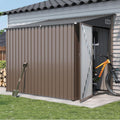 7'x5.5' Lean to Shed Large Storage Room Galvanized Steel Storage Sheds with Side Door Waterproof Utility Shed with Sloped Roof for Mower, Bike, Garden Tools (Brown)