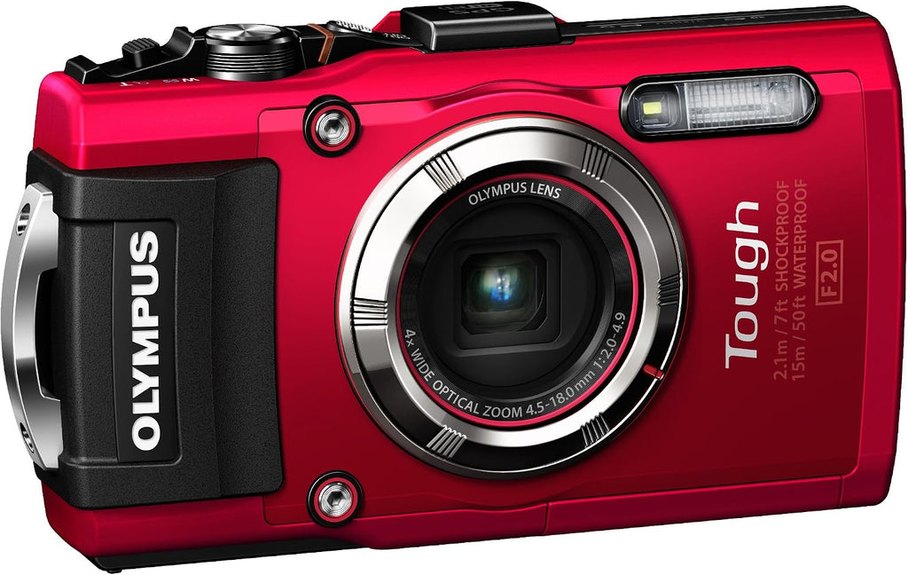 OM SYSTEM Olympus TG-3 Waterproof 16 MP Digital Camera (Red)
