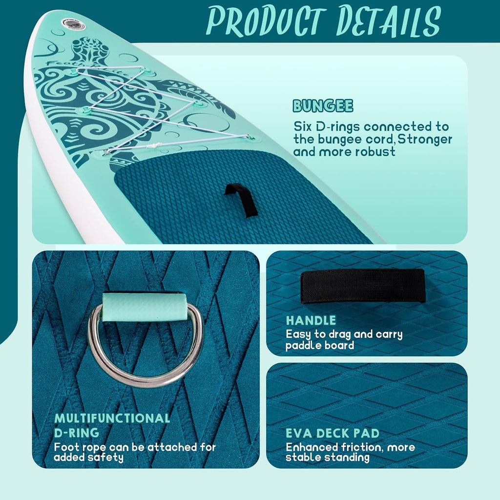 FEATH-R-LITE Inflatable Ultra-Light 10'×30''/10'6''×33'' Stand Up Paddle Board for All Skill Levels with Premium SUP Paddleboard Accessories,Non-Slip Comfort Deck for Youth & Adults