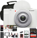 Sony ZV-1 Digital Vlogging Camera White (DCZV1/W) – 20.1 MP 1' Sensor, 24–70 mm ZEISS Lens, 4K HDR Video, Flip Screen w/ 64GB Memory Card, Photo Software, NP-BX1 Battery and More