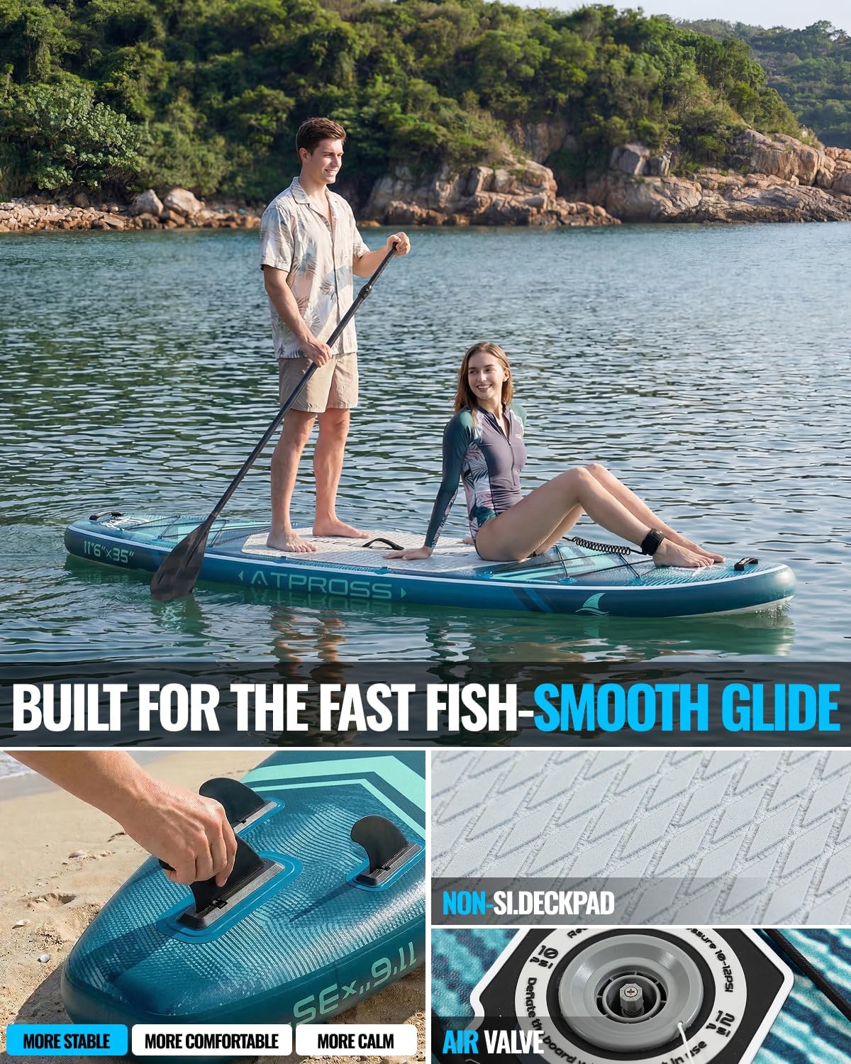 11'6'x35' Inflatable Paddle Board, 450lbs Extra Wide Stand Up Paddleboard for Adults with Premium SUP Accessories Kit & Backpack, Blow Up Kayak Non-Slip Stable Deck Boat for Yoga Fishing Surf