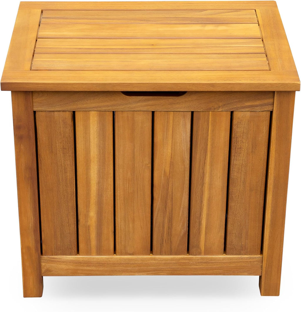 Christopher Knight Home Kensy Acacia Wood Outdoor Storage Box, 30 Gallons Wooden Patio Deck Box, Garden Backyard Tool Storage, Outdoor Storage Container for Patio Furniture Cushion, Teak Finish