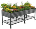 Rolling Elevated Raised Garden Bed - Jumbo Series, 3' x 8' Outdoor Planters Boxes with Legs & Storage Rack for Patio, 2000+ Lbs Weight Capacity, Raised Beds for Gardening Herbs Flowers, Modern Gray