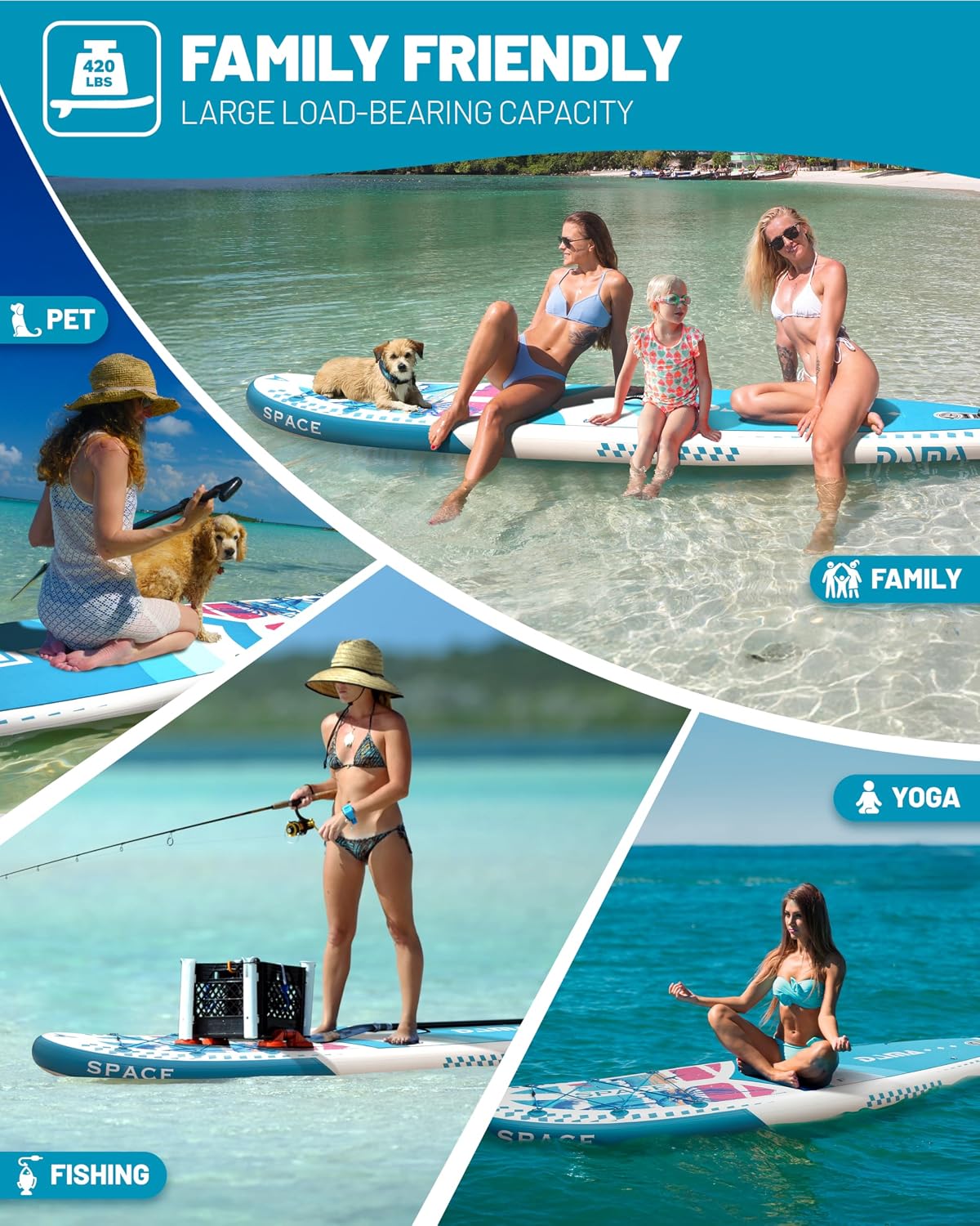 DAMA 11'*34'*6' Inflatable Paddle Board, Paddle Boards for Adults,Sup,Lightweight and Durable, Easy to Inflate, Versatile in Style, Fully Functional, Equipped w/High Grade Accessories.
