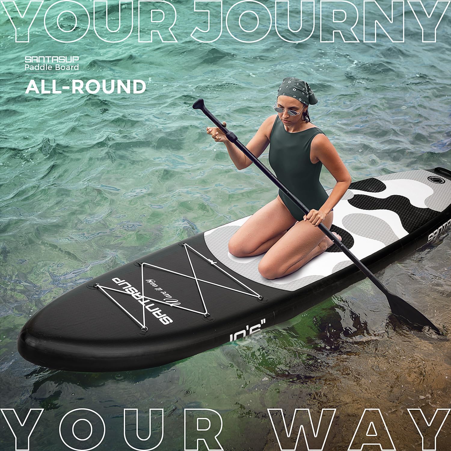 Inflatable Stand Up Paddle Board with SUP Accessories, Anti-Slip EVA Deck, 10'6'/11' Wide Stance Board, Sup Board for Adults & Youth of All Skill Levels Backpack