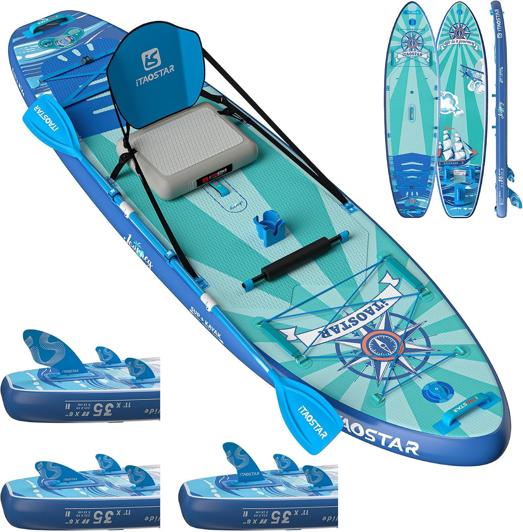iTAOSTAR Journey 11'6' / 11'×34' / 11'×35' Extra Wide Paddle Board, One-Stop Premium SUP Board Accessories, Tailored Fins, Stable Inflatable Stand Up Paddle Boards for Youth/Adults of All Skill Levels