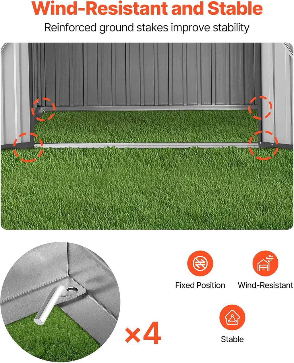 VEVOR 6 x 4 FT Metal Garden Shed, Outdoor Storage Shed with Lockable Doors & 4 Louver Vents, Peak Roof Metal Sheds Outdoors Storage, Storaged Sheds Clearance for Backyard, Garden, Patio, Bike, Gray