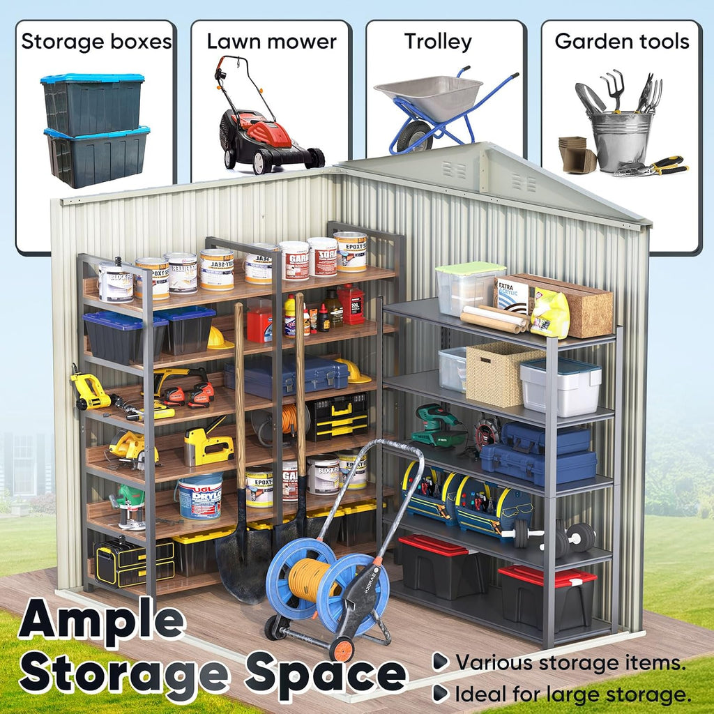 Quictent Large 5X3 FT Metal Storage Shed, Easy Assemble, Lockable Outdoor Garden Shed Waterproof Shed for Bike Storage, Tool Storage, Temporary Storage with Combination lock(5.1X3.8 FT Base, No Floor)
