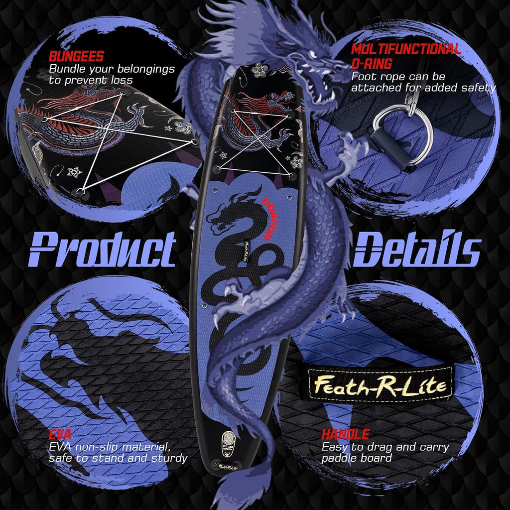 FEATH-R-LITE Inflatable Ultra-Light 10'×30''/10'6''×33'' Stand Up Paddle Board for All Skill Levels with Premium SUP Paddleboard Accessories,Non-Slip Comfort Deck for Youth & Adults