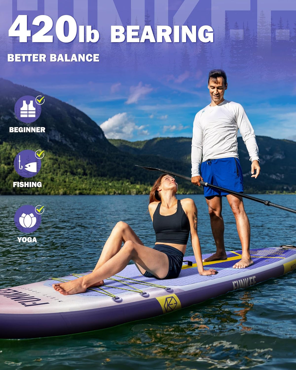 11'×34'×6' Extra Wide Inflatable Stand Up Paddle Board, Sup Board with Removable Fins, Backpack, Floating Paddle, Safety Leash, Floating Phone Case for Adults & Youth of All Skill Levels