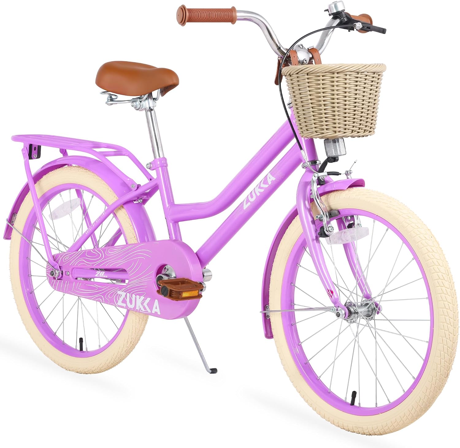WEEROCK Girls Bike 20/24 Inch Kid Bicycle for 7 + Years Old, 20' 24' Bikes with Front Basket and Rear Rack, V and Coaster Brake for Children, Student Multiple Colors