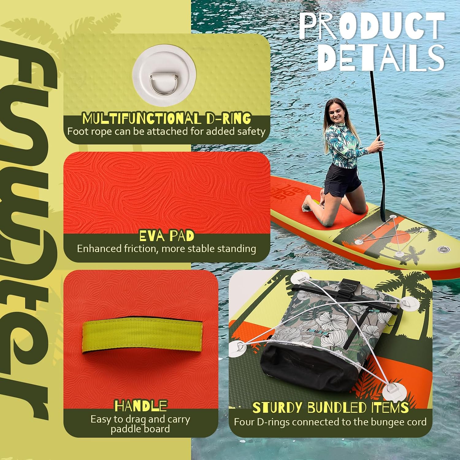 FunWater Inflatable Stand Up Paddle Board with Premium SUP Paddleboard Accessories, Anti-Slip EVA Deck, 11'6''/11'/10'6'' Paddle Boards for Adults & Youth of All Skill Levels