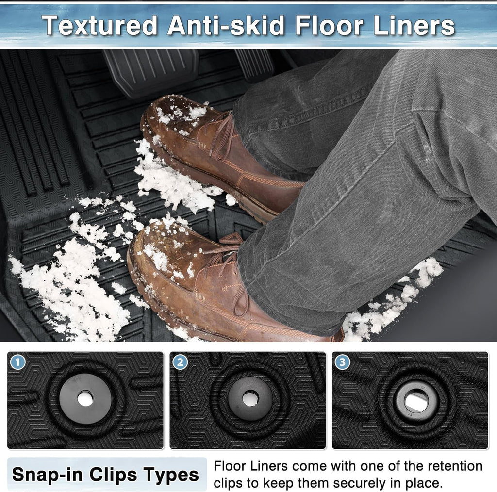 Mixsuper Floor Mats for 2023-2026 Chevrolet Colorado/GMC Canyon Crew Cab (Only for 5FT Bed), All Weather Truck Bed Liner and 2 Row Floor Liners Accessories Set Black