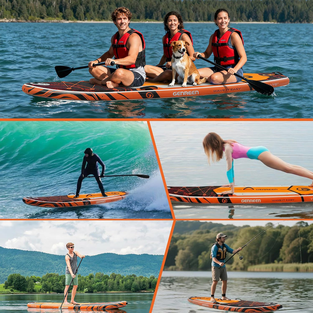 Paddle Board Stand up Paddle Board (Extra Large 11'*33/34') Newly Improved 2 Side Layers 450LBS Quality Inspection×5 (All-Season for JP customers) paddleboards Fishing Family Pet Friendly