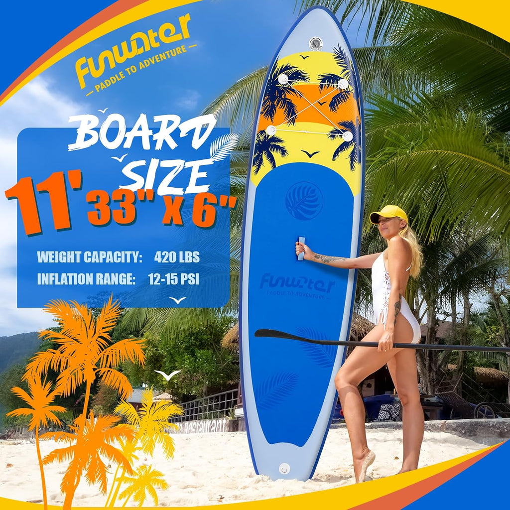 FunWater Stand Up Paddle Board Ultra-Light Inflatable Paddleboard with SUP Accessories for Adults & Youth of All Skill Levels