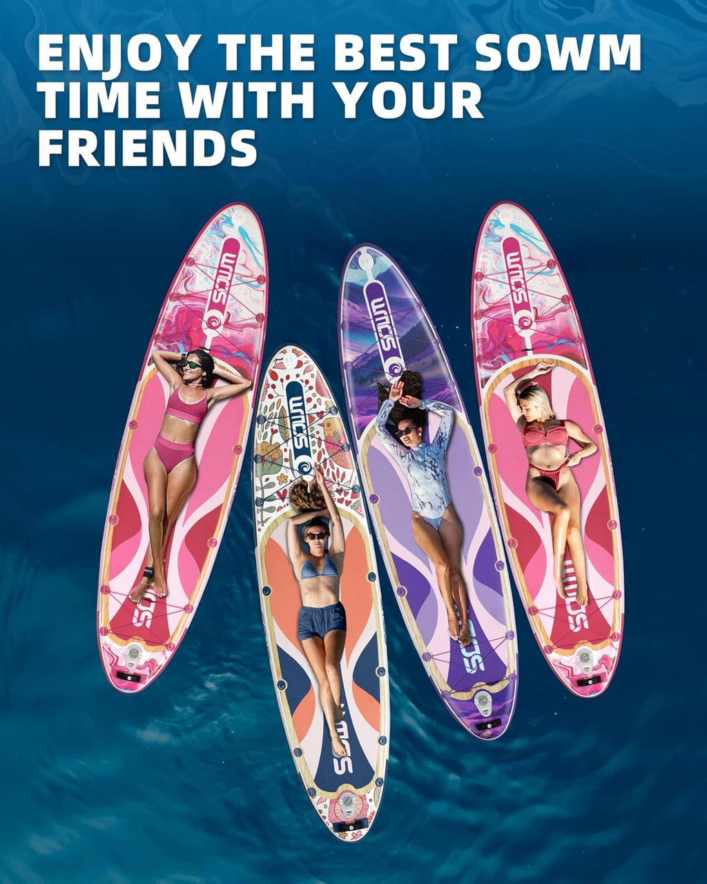 11'*33'/34' Inflatable Stand Up Paddle Board for Beginners,400/420lbs Capacity, Anti-Slip EVA Deck, Includes Adjustable Paddle, Pump, Backpack & SUP Accessories for Surfing, Fishing, Yoga & More