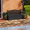 Patiowell 75 Gallon Plastic Storage Bench, Water-Resistant Deck Box for Patio Furniture, Garden Tools, Pool Storage and Outdoor Cushions, Black