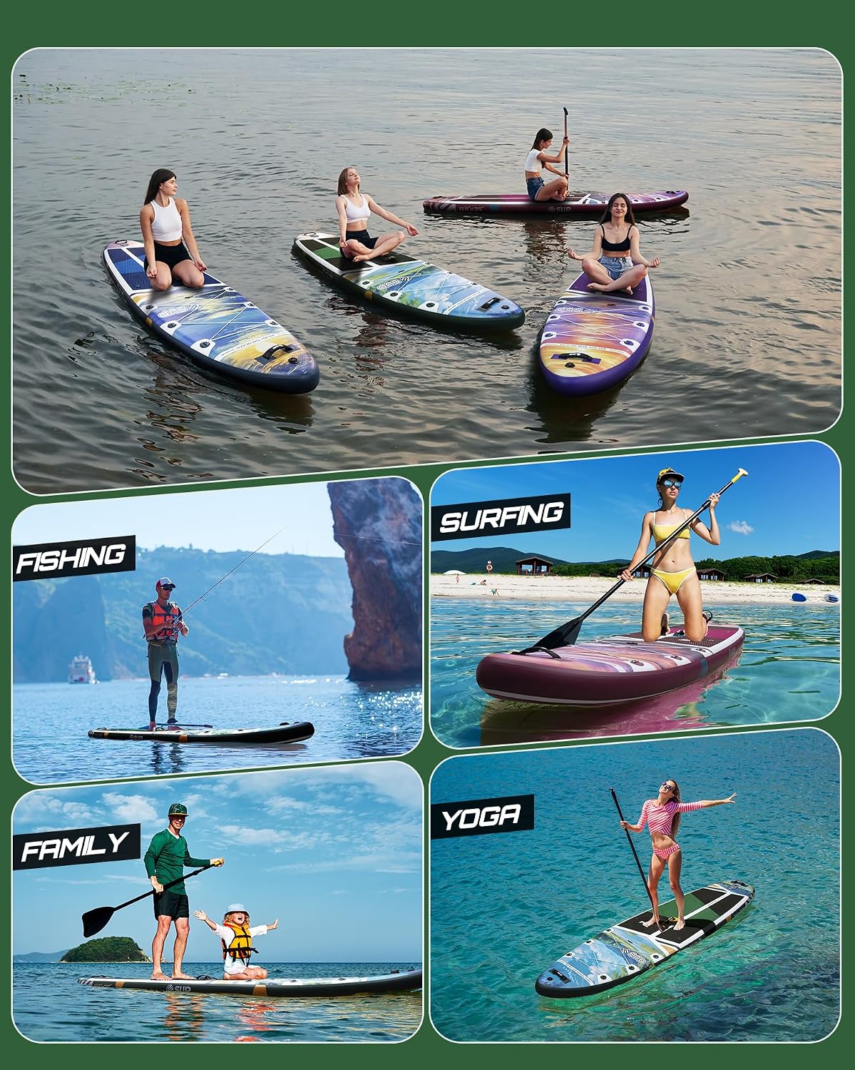 ESUP 11'6 ×34/35' Super Wide Inflatable Paddle Board with SUP Accessories, Extra Stable Stand Up Paddleboards for 2+1 Persons/Family/Beginner/Yoga, w/Shoulder Strap All-Round Sup Board