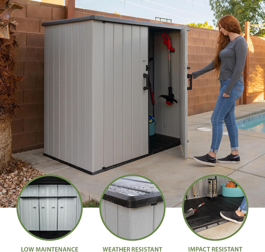 Lifetime Outdoor Utility Storage Shed with Double Wall Steel-Reinforced Construction, 6.3 x 3.6 FT