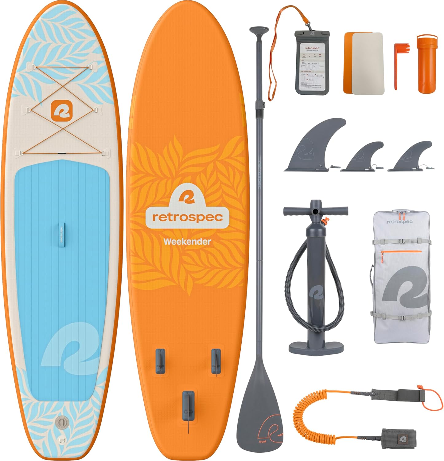 Retrospec Weekender Inflatable Stand Up Paddle Board Includes Paddle, Pump, and Accessories 10'6' Lightweight iSUP, Puncture Resistant Inflatable Paddle Board for Adults