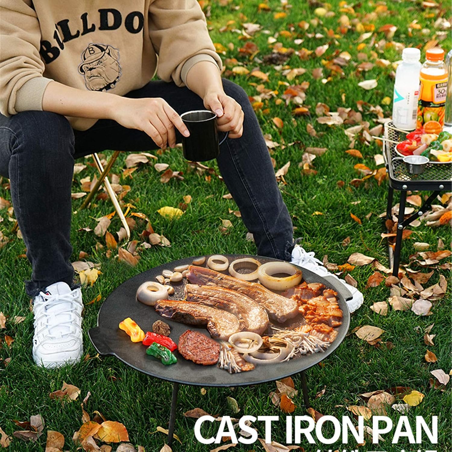 Outdoor Large Barbecue Tray Charcoal Korean BBQ Grill Outdoor Portable BBQ Grill Wrought Iron Oven with Air Blower And Carry Bag M (L)
