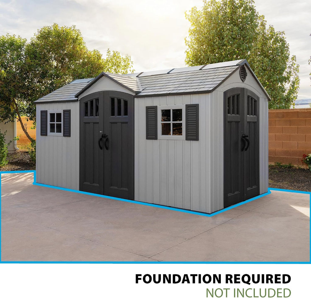 Lifetime Dual Entry Outdoor Storage Shed, 15 x 8 Foot