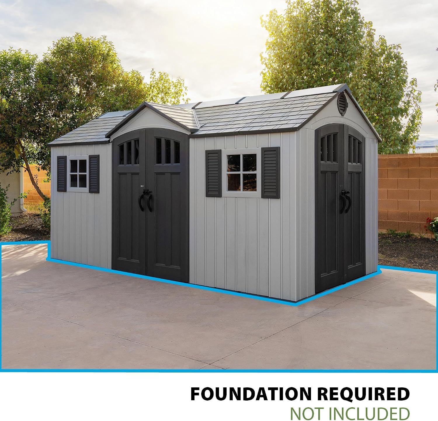 Lifetime Dual Entry Outdoor Storage Shed, 15 x 8 Foot