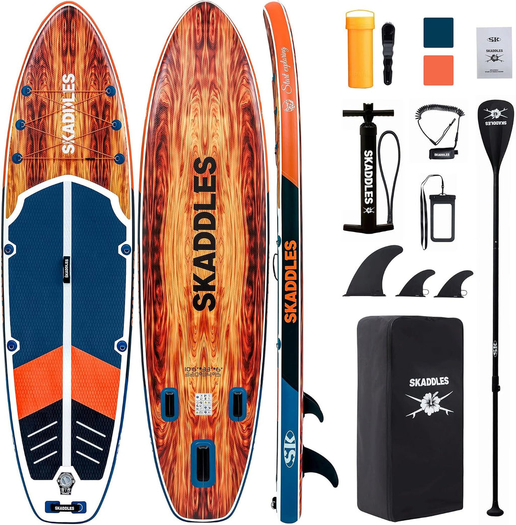 10'6'' Inflatable Stand Up Paddle Board (SUP) for Adults and Youth with Non-Slip Deck – Complete Accessories Kit, for Fishing, Yoga, Fitness & Family Fun