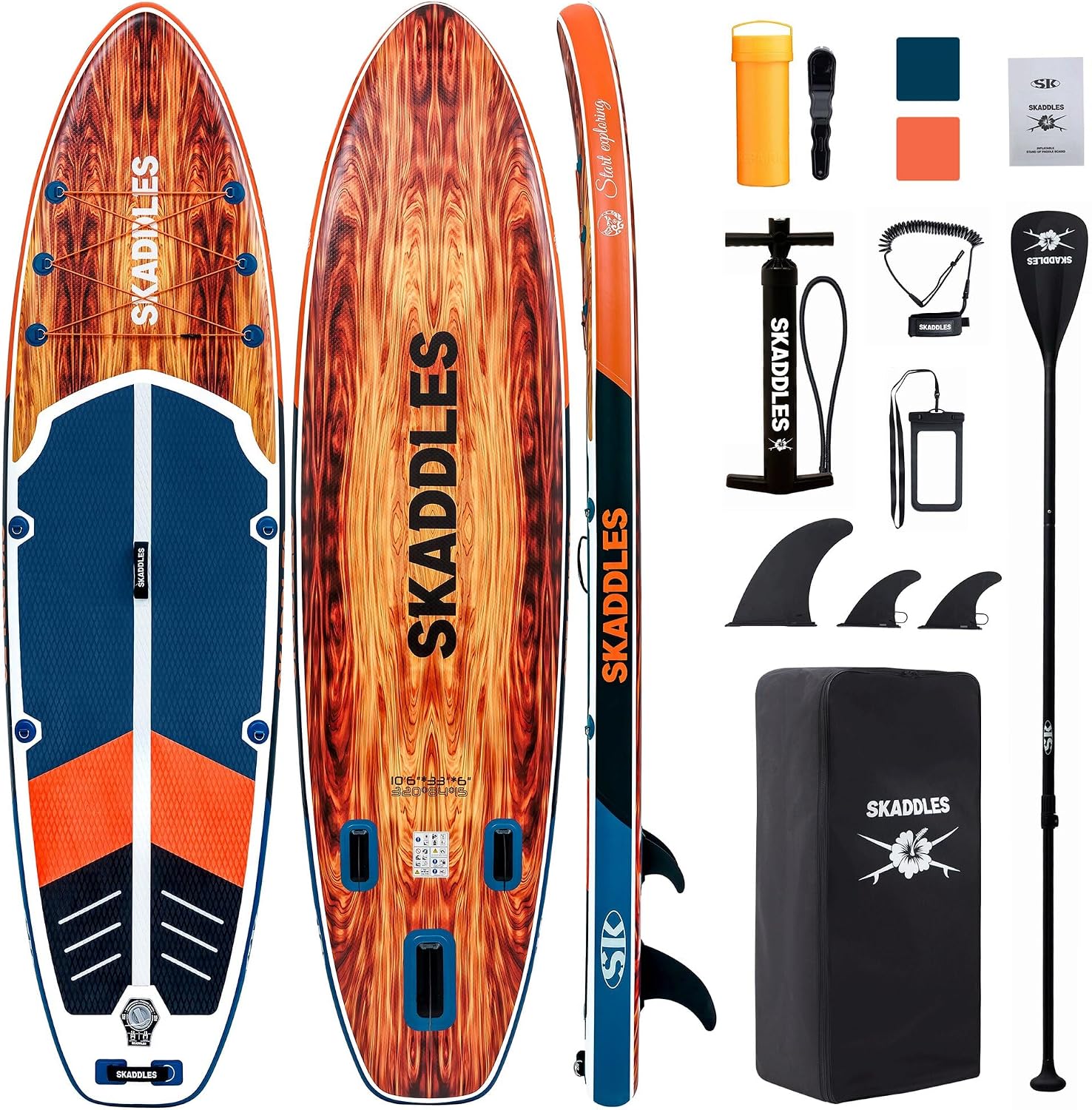 10'6'' Inflatable Stand Up Paddle Board (SUP) for Adults and Youth with Non-Slip Deck – Complete Accessories Kit, for Fishing, Yoga, Fitness & Family Fun