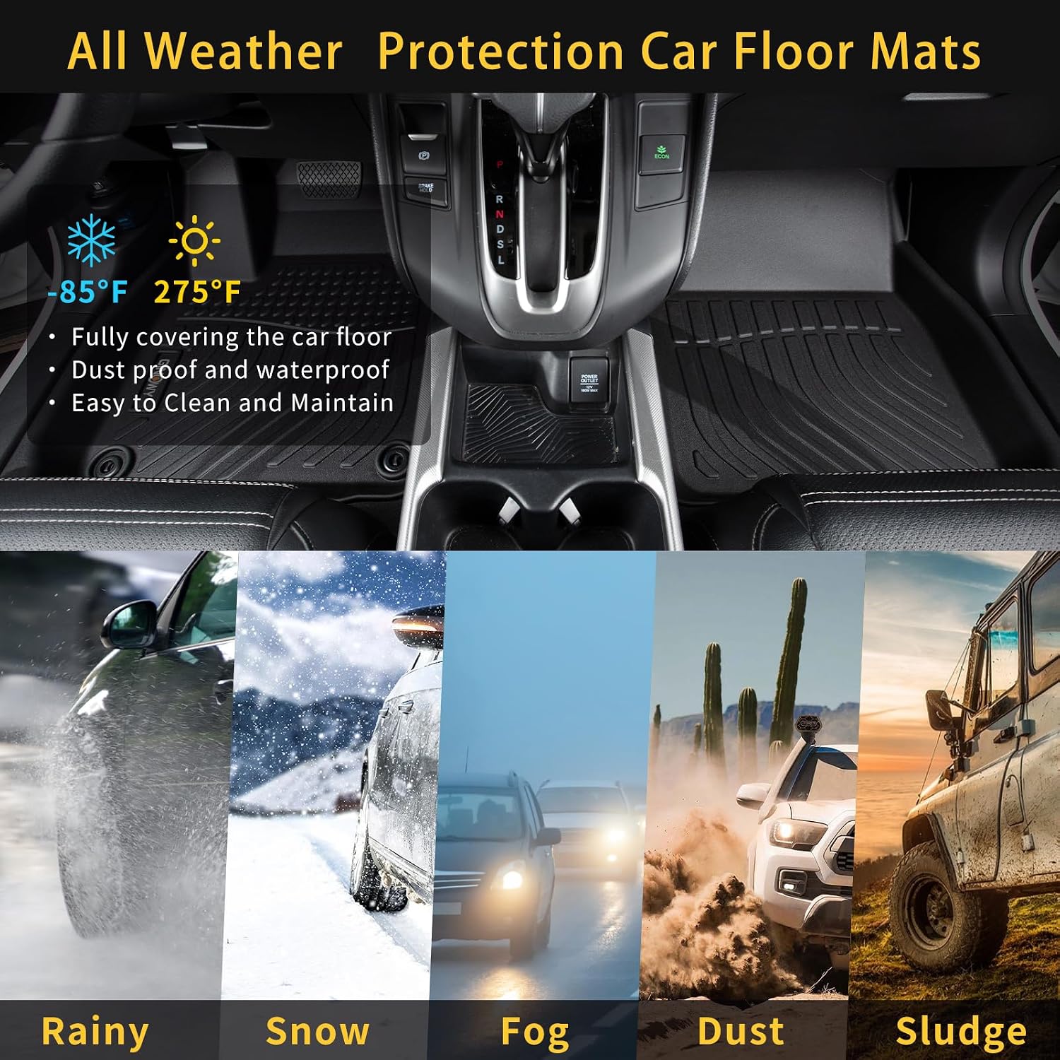 GINOWY-Floor Mats & Cargo Liner for Volkswagen Tiguan 2025 2026, TPE All Weather for VW Tiguan Floor Mats, Waterproof Non-Slip Trunk Mat Floor Liners Accessories Black
