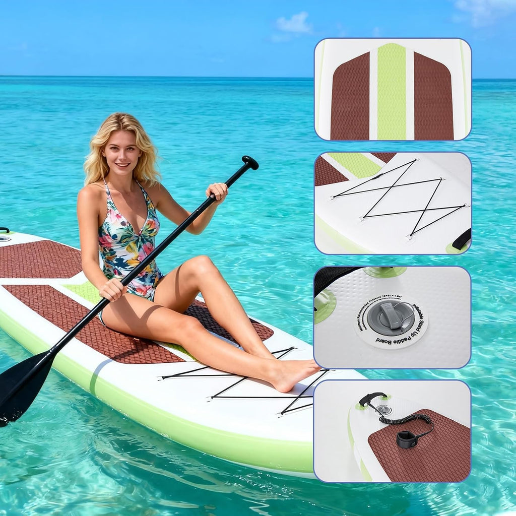 NEWBULIG 33' Inflatable Paddle Board SUP, Stand Up Paddle Board Blow Up with 3 Carry Handles, Non-Slip Deck Pad, Complete Kit with Pump, Leash & Backpack for Beginners/Adults