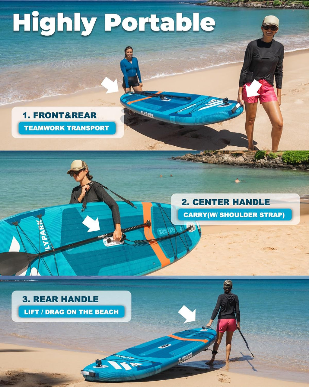Flypark 10'8/11'x35'' Fishing&Family Stable Inflatable Paddle Boards, Extra Wide SUP Paddleboard Inflatable, 430lb/3 People, Stand Up Paddle Board for Adults, Camera Mount, Shoulder Strap, Rod Holder