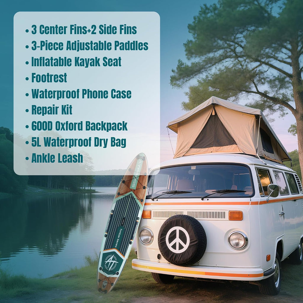 11'6'x35' Inflatable Paddle Board, 450lbs Extra Wide Stand Up Paddleboard for Adults with Premium SUP Accessories Kit & Backpack, Blow Up Kayak Non-Slip Stable Deck Boat for Yoga Fishing Surf