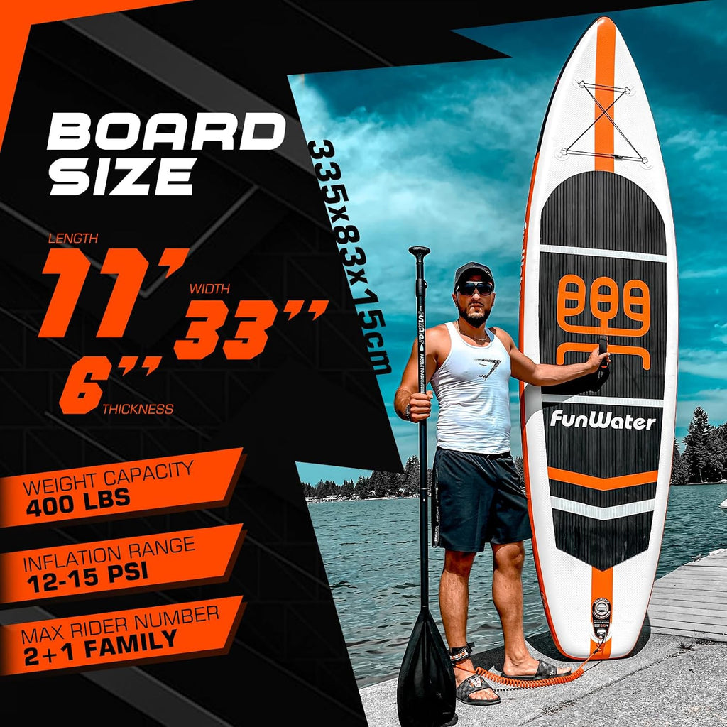 FunWater Stand Up Paddle Board Ultra-Light Inflatable Paddleboard with SUP Accessories for Adults & Youth of All Skill Levels