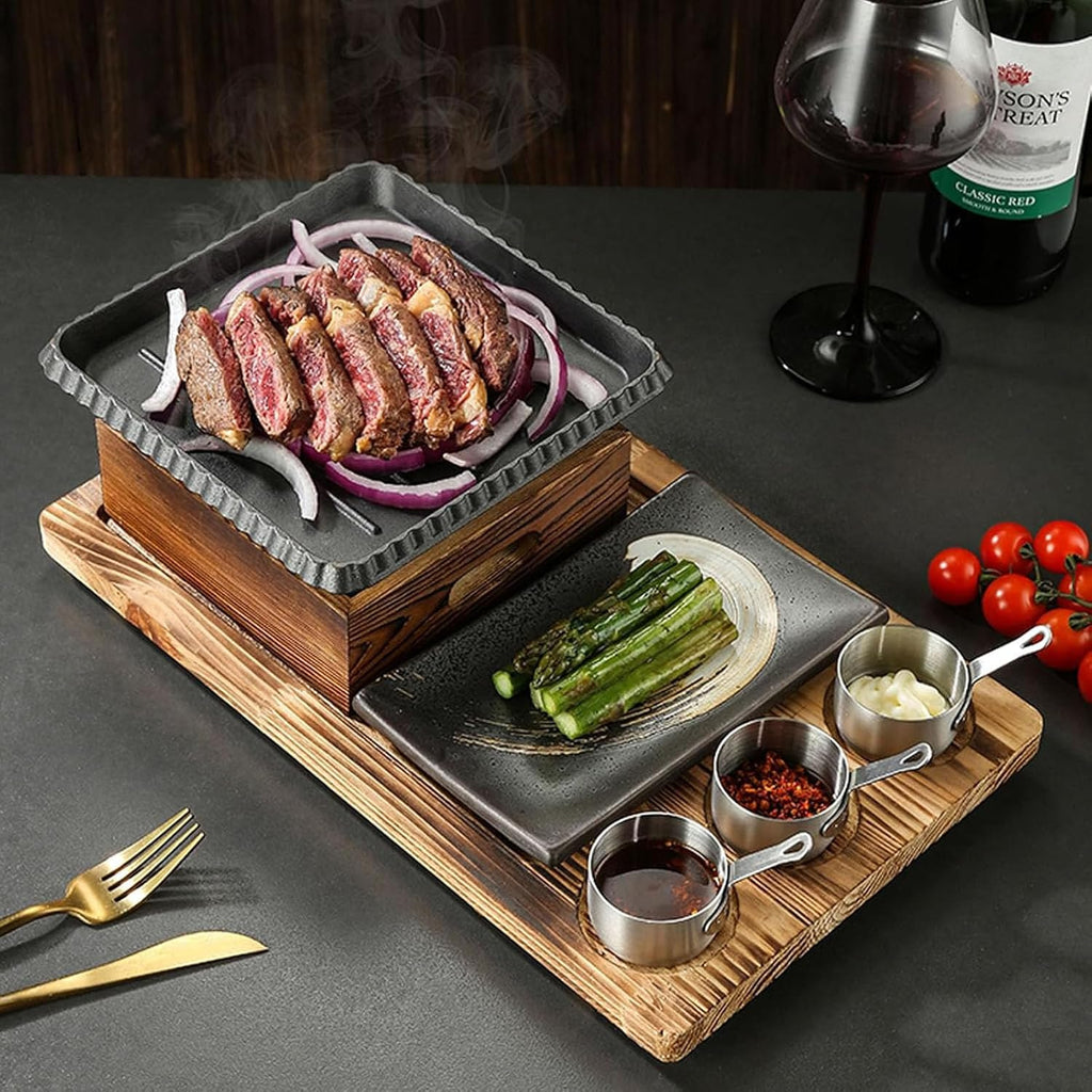 Portable BBQ Grill Korean Japanese Tabletop Barbecue Grill with Non-Stick Baking Pan Charcoal BBQ Oven Alcohol Stove for YakinikuYakitori B