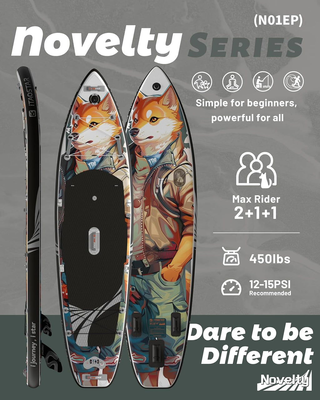 iTAOSTAR Novelty 11'6' x 35' Inflatable Stand Up Paddle Board with Seat- Stable SUP Board for Adults - Portable Paddleboard for Yoga, Surfing, Fishing - Includes Full Accessories Kit