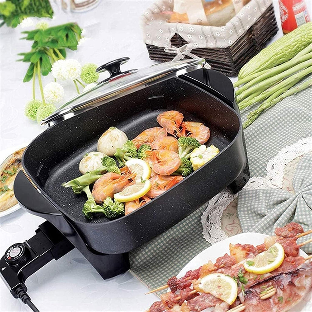 Indoor Korean Barbecue Grill Barbecue Pot Electric Hot Pot Multi-Function Electric Cooker Household Electric Frying Pan Electric Skillet Roasting Integrated 7L Large Capacity,Portable Nonstick G