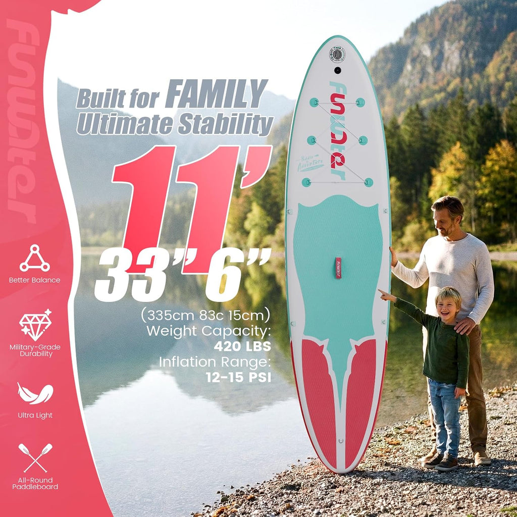 FunWater Inflatable Stand Up Paddle Board 10'6'/11'/11'6' Paddle Board for Adults & Youth, Paddleboards Inflatable with Premium SUP Accessories, Wide Stable, Non-Slip Comfort Deck
