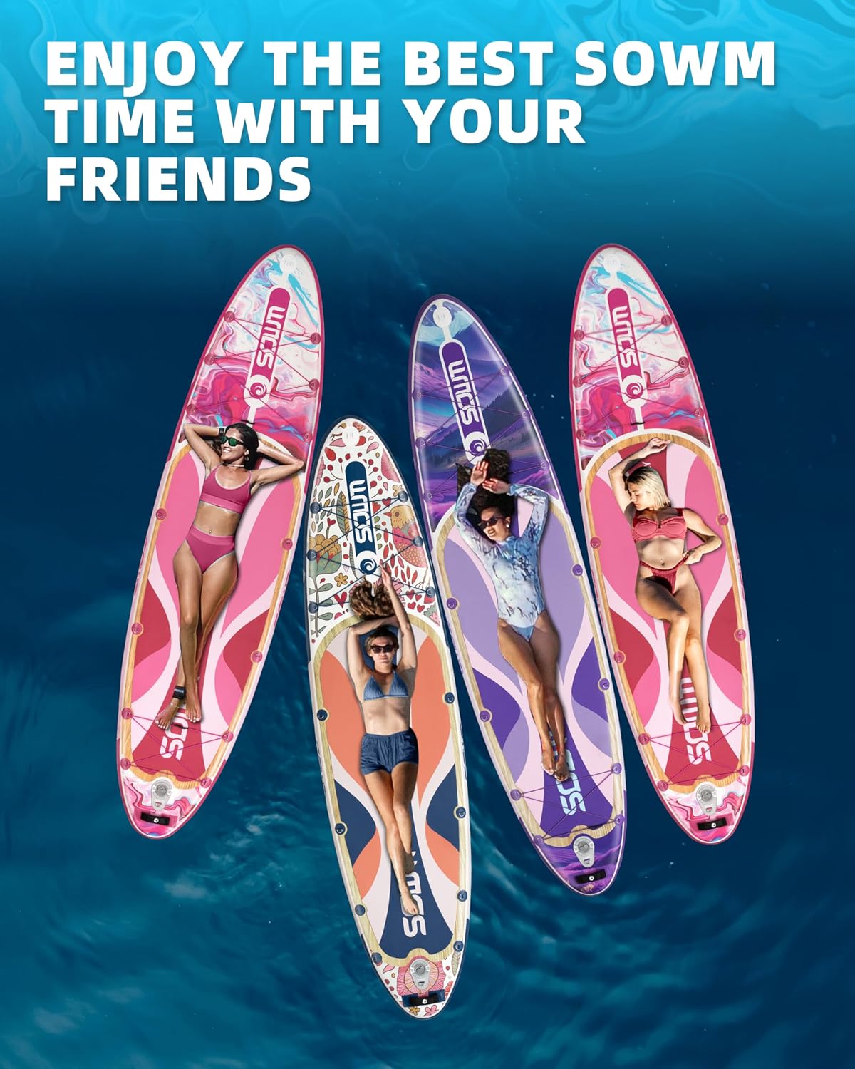 11'*33'/34' Inflatable Stand Up Paddle Board for Beginners,400/420lbs Capacity, Anti-Slip EVA Deck, Includes Adjustable Paddle, Pump, Backpack & SUP Accessories for Surfing, Fishing, Yoga & More