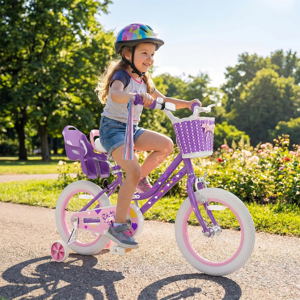 XJD Girls Bike for 2-12 Years Old Kids 12 14 16 20 Inch Toddler Bike,Retro Style Kids Bike with Training Wheels, 20 Inch Girl Bicycle with Kickstand